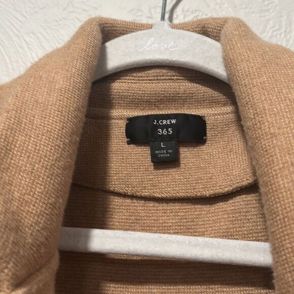 J. Crew 365 Open Front Tan Sweater Blazer Merino Wool Size Large - Picture 2 of 8